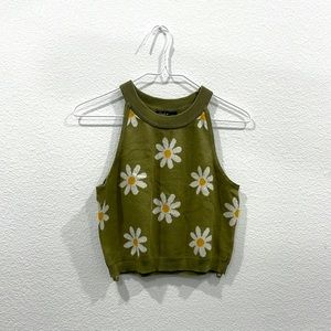 Green Crop Top with Halter Neckline.